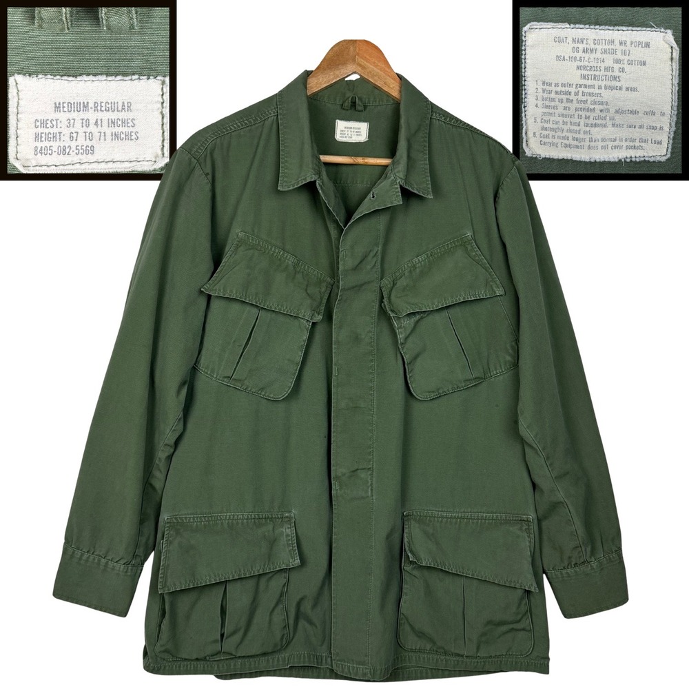 Vintage US Army OG-107 Combat Jungle Jacket Vietnam 1967 Mens Medium Reg Poplin